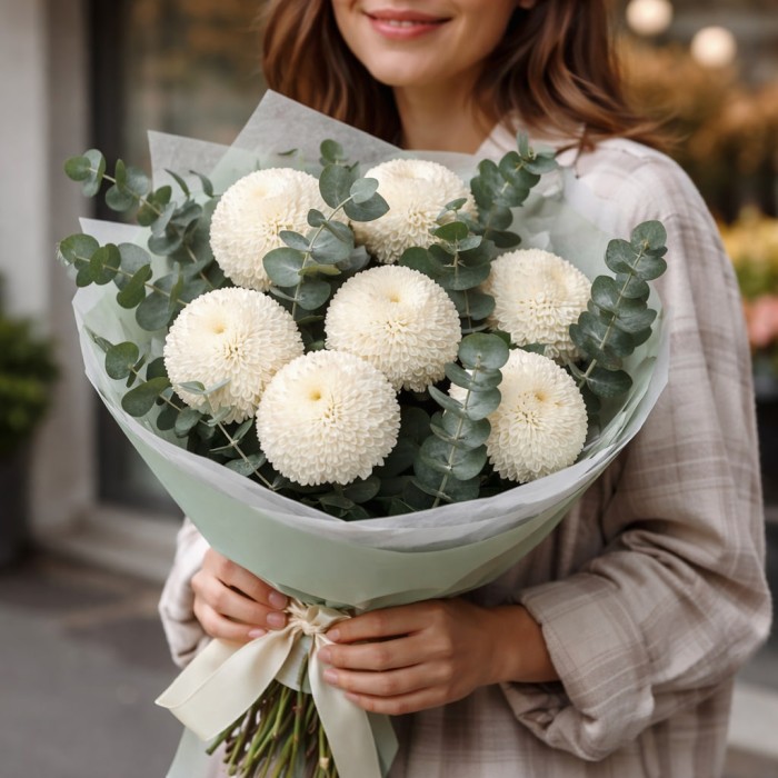 Букет 7 хризантем Помпон