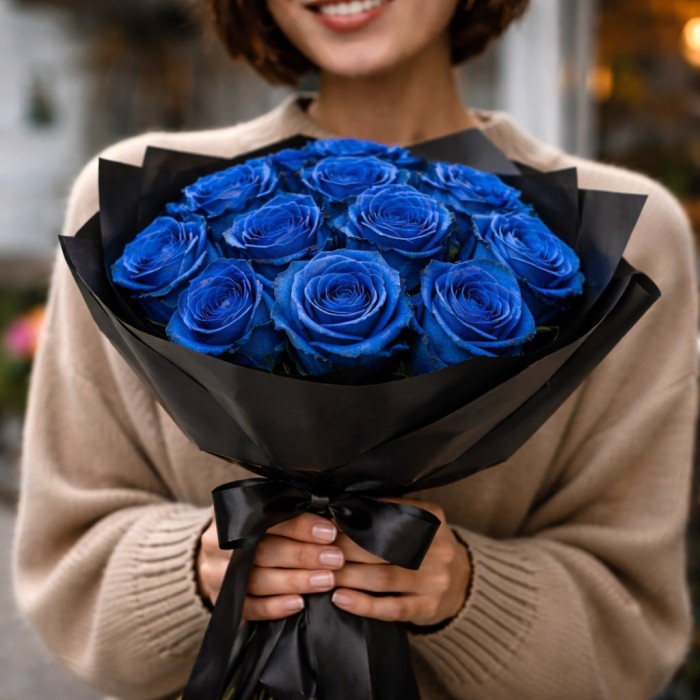 Букет 15 синих роз
