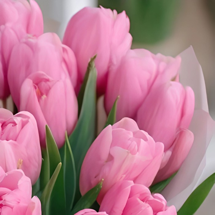 25 розовых тюльпанов