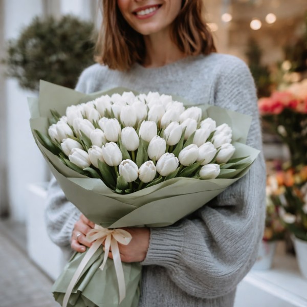 51 белый тюльпан